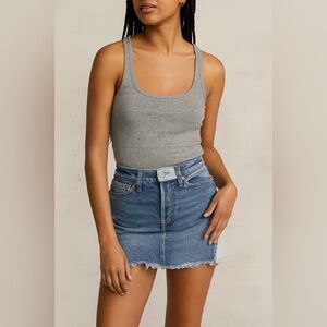 Free People Distressed Jean Mini Short Skirt Denim 26
